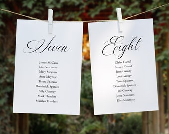 Modern Wedding Seating Chart Template, Simple Seating Cards, Table Cards Wedding Seating Plan Reception, Editable, CALI Collection