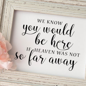 wedding memorial sign . We know you would be here wedding remembrance sign . in memory of . wedding sign . Printable wedding signs image 1