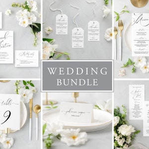 Pacchetto matrimonio personalizzato, modelli di ricevimento, programma di nozze, menu di nozze modificabile, segnaposto stampabile, raggruppa e risparmia!