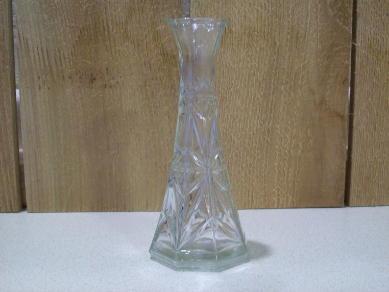 Vintage Hoosier Clear Glass Bud Vase 4063B Starburst Pattern Etsy