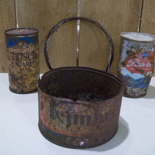 Vintage Rusty Metal Tin Beer Cans Coffee Can Miscellaneous Rusty Scrap Metal Art Collage Craft Material