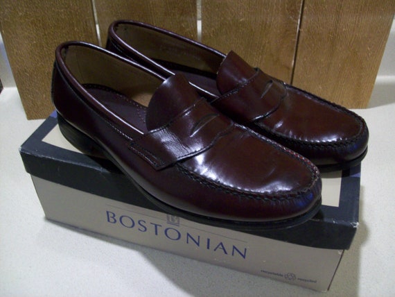 Vintage Men's Leather Bostonian Penny Loafers Size 12… - Gem