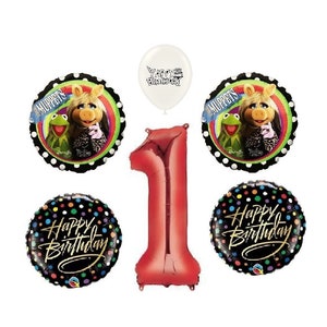 Your Choice of Number 1-9 The Muppets Wish You a Happy Birthday Party Event Bouquet of Balloons