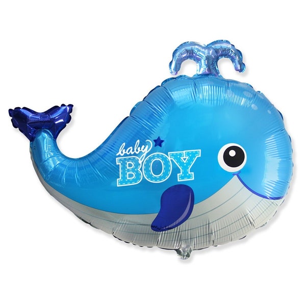 26" Baby Boy Whale Foil Balloon