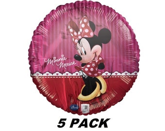 5 Pack of 18" Single Sided Minnie Mouse Foil Balloons