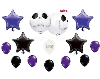 Jack Skellington Pesadilla antes de la fiesta de cumpleaños de Navidad globo globo Ramo con púrpura número 1-9 opción