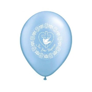 11&quot; For Your Baptism Dove Pearl Azure Latex Balloons