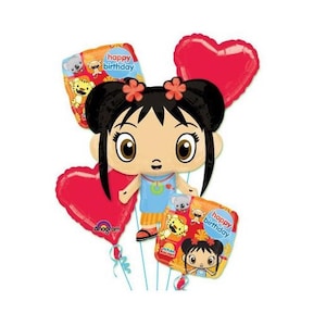 Ni Hao Kai-Lan Birthday Bouquet of Balloons with Red Number 1-9 Option