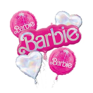 Anagram Barbie 5 Piece Bouquet of Balloons With Pink Number 1-9 Option