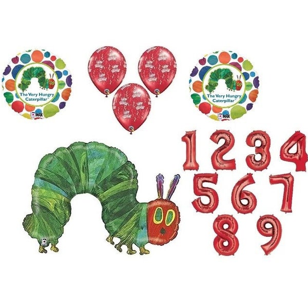 Ramo de globos de cumpleaños de La Oruga Muy Hambrienta (Elige el número del 1 al 9)