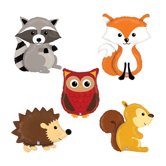 WOODLAND CRITTERS ANIMALS FOX RACCOON FOREST BALLOON SUPPLIES DECORATIONS 