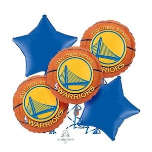Golden State Warriors 5 piece Basketball Bouquet of Balloons