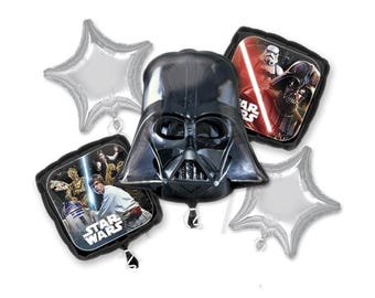 Ramo de globos de Star Wars de Darth Vader con opción de números negros del 1 al 9