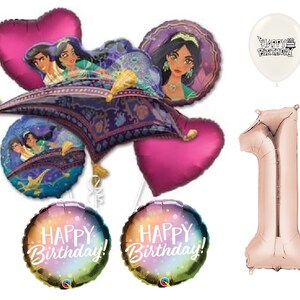 Aladdin Party Decoration Bouquet of Balloons with Your Choice of Rose Gold Number 1-9