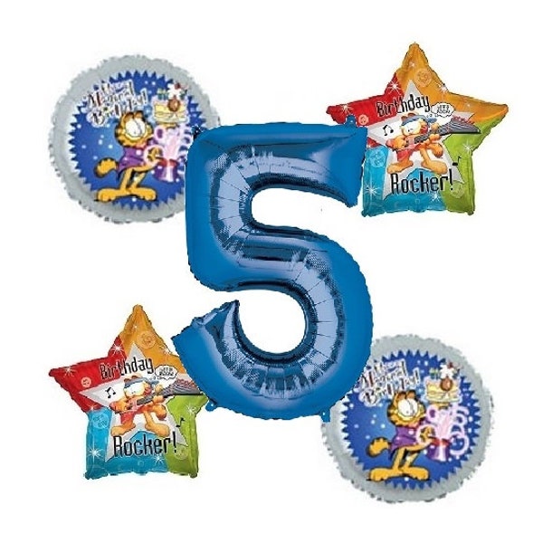 Choose Blue Number 1-9 Garfield Party Cat Birthday Bouquet of Balloons