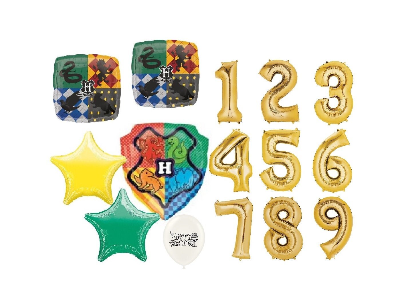 Harry Potter Balloon Bouquet With Gold Number 1 9 Option Etsy Polska