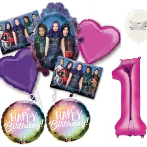 Descendants 3 Party Decoration Bouquet of Balloons with Your Choice of Pink Number 1-9