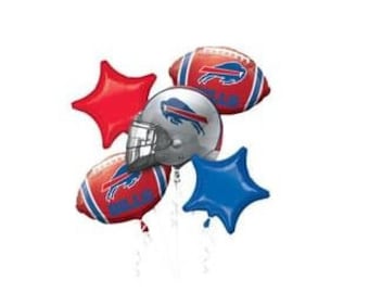 Buffalo Bills Football Bouquet of Balloons With Red Number 1-9 Option