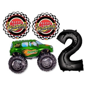 Smash & Crash Monster Truck Birthday Balloon Banner Demolition 