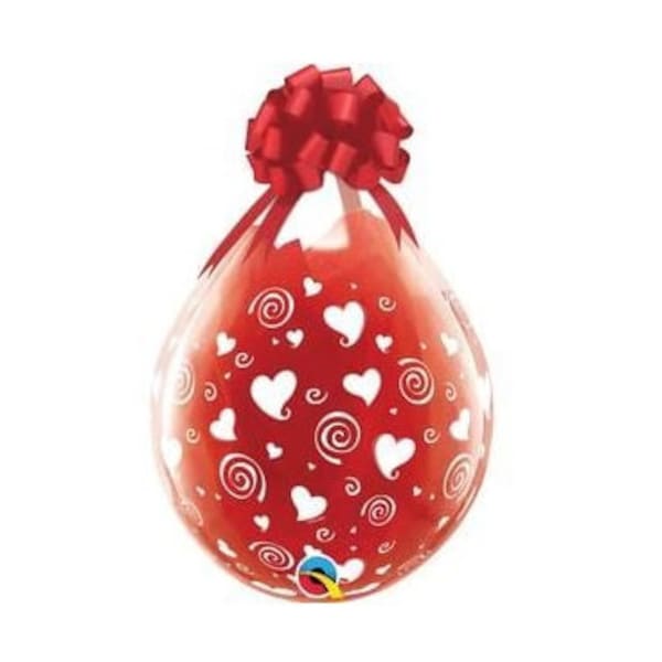 18" Swirling Hearts Around Clear Stuffing Balloons