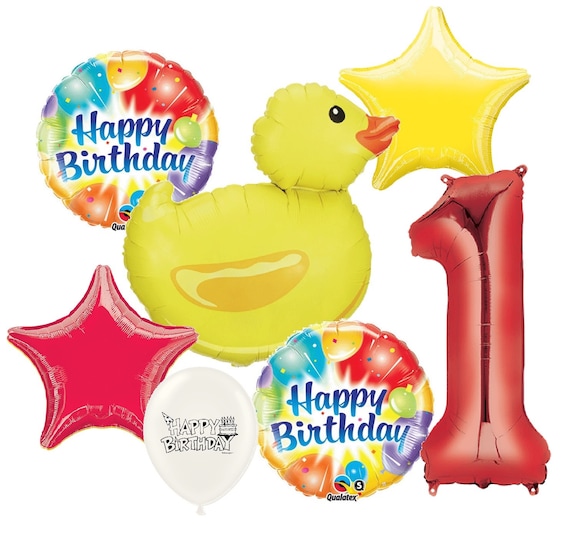 Duck Birthday Balloon Bouquet with Option to Add Red Number 1-9