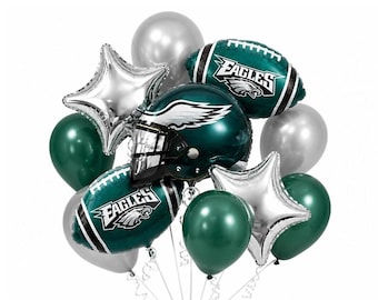 Philadelphia Eagles Football Balloons, 11 Piece Party Decor, Game Day Centerpiece, Sports Tailgate Decor
