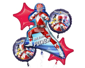 Ramo de globos para decoración de fiestas de Power Rangers Ninja
