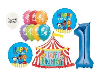 Ultimate Circus Party Theme Bouquet of Balloons With Your Choice of Blue Number 1-9
