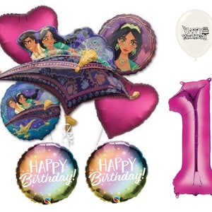 Aladdin Party Decoration Bouquet of Balloons with Your Choice of Pink Number 1-9