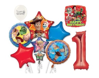 Toy Story 8 Piece Balloon Bouquet with Your Choice of Red Number 1-9