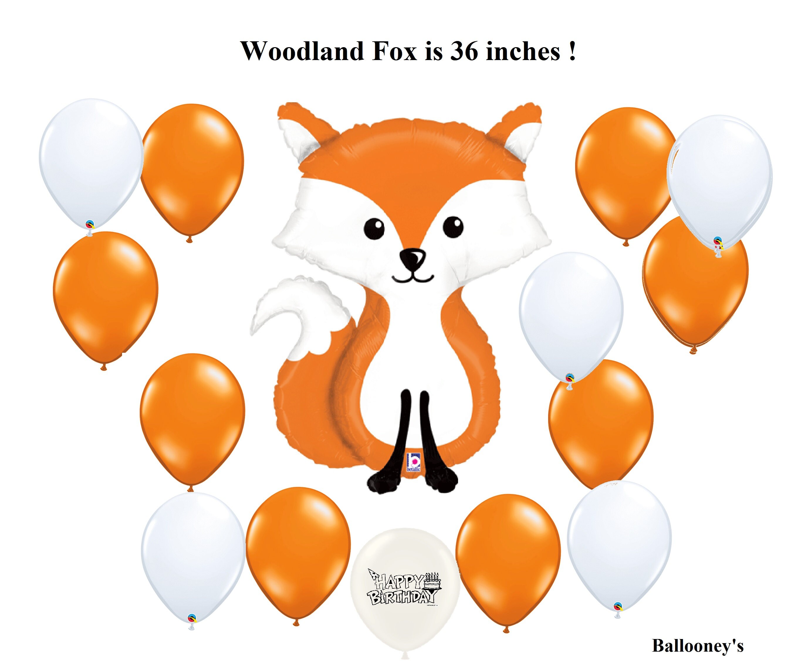 Fox Themed Birthday Party Decorations, Woodland Forest Animals Birthday  Decorations, Orange Green Balloon Arch, Fox Foil Balloons Happy Birthday