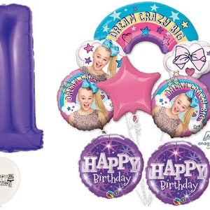 JoJo Siwa 9 Piece Balloon Bouquet with Purple Number 1-9 Option