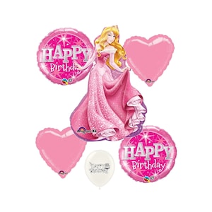 Sleeping Beauty Birthday Balloon Bouquet with Pink Number 1-9 Option