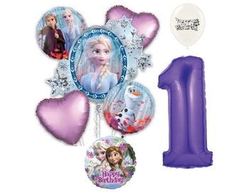 Disney Frozen Bouquet of Balloons with option 1-9 Purple Number