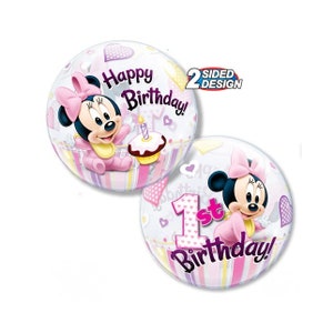 22&quot; Minnie Mouse 1st Birthday Bubble Balloon