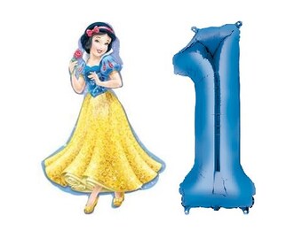 Snow White Super Shape Foil Balloon with Blue Number 1-9 Option