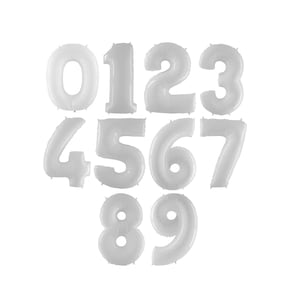 40&quot; White Number 1-9 Option Megaloon Foil Balloon