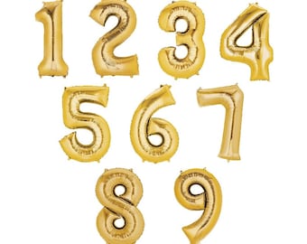 34" Gold Number 1-9 Option Super Shape Foil Balloon