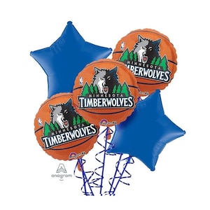 Minnesota Timberwolves 5 piece Basketball Bouquet of Balloons