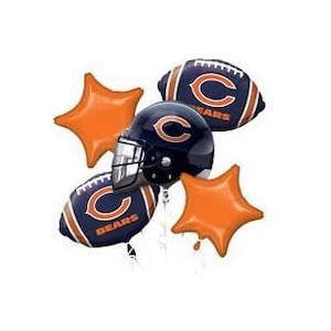 Chicago Bears Football Bouquet of Balloons With Black Number 1-9 Option
