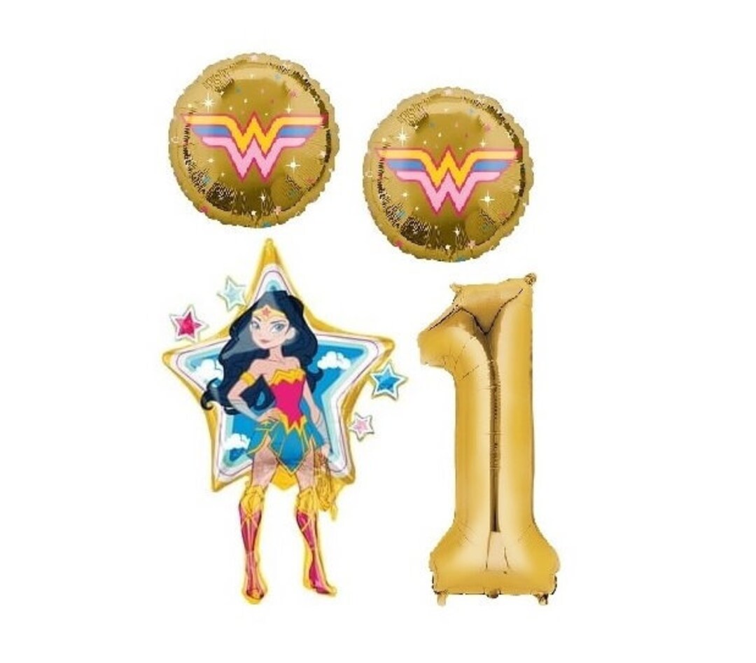 Wonder Woman Balloon Set With Gold Number 1-9 Option - Etsy