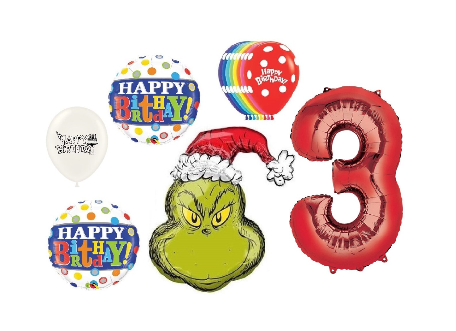 The Grinch Wishes You a Happy Birthday Balloon Set With Red | Etsy