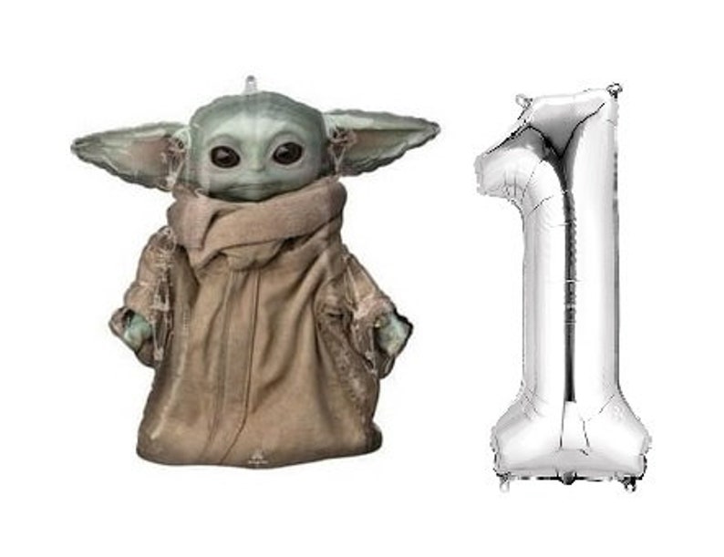 The Mandalorian Baby Yoda Child Star Wars Super Shape Foil Balloon with Silver Number Option 1-9 image 2
