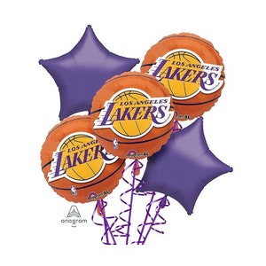 Los Angeles Lakers 5 piece Basketball Bouquet of Balloons