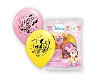 Minnie Mouse 1st Birthday 12" Latex Balloons Pack of 6