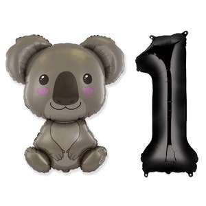 Koala Bear Super Shape Foil Balloon with Black Number 1-9 Option