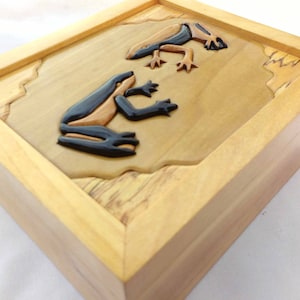 Wood Inly frog jewelry box - handcrafted in the USA - Sustainably sourced birch box - Original design -
