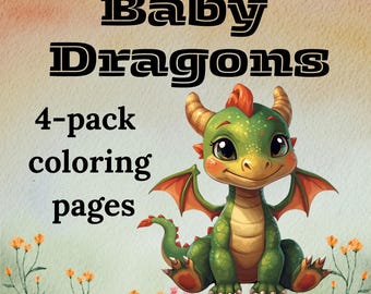 Baby Dragon Coloring Pages | Fantasy Kawaii Art (Digital Download)