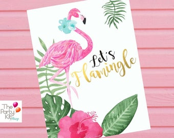 Flamingo party sign/ INSTANT DOWNLOAD