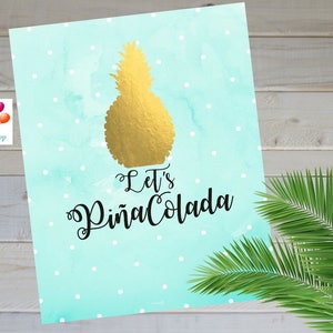 Let's Piña Colada! cartel imprimible / DESCARGA INMEDIATA